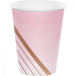 Party Animal Direct ROSE ALL DAY PINK WITH ROSE GOLD FOIL STRIPE CUPS
