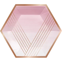 Party Animal Direct Octagonal Pink + Rose Gold Plate Eco Range