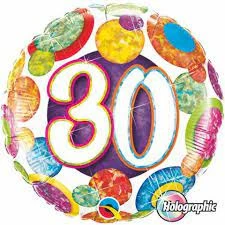 Party Animal Direct 30th Birthday Bright & Bold 45cm Foil Balloon