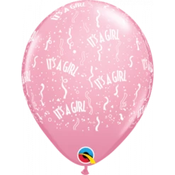 Party Animal Direct Printed Balloons IT'S A GIRL Light Pink Balloons (5 PACK)