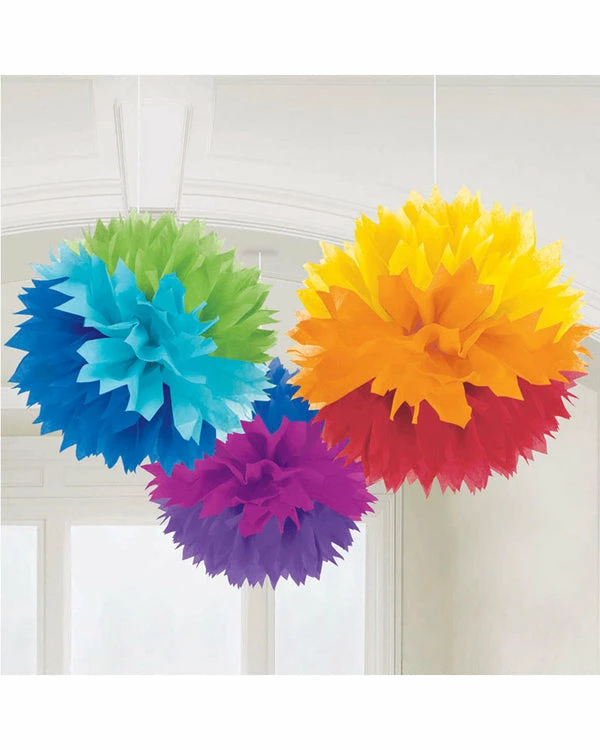 Party Animal Direct Fluffy Hanging Rainbow Tissue Decorations