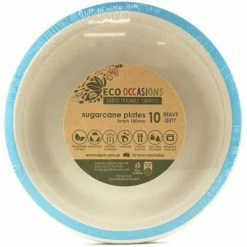 Alpen Sugarcane Lunch Plates 180mm Light Blue 10 Pack Eco Range