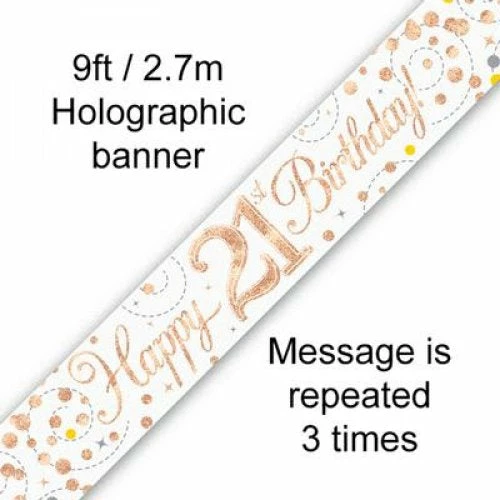 Party Animal Direct 21ST Birthday Banner Glitz Rose Gold