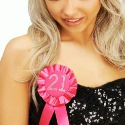Party Animal Direct 21st Birthday Rosette - Hot Pink