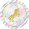 Party Animal Direct Unicorn Sparkle Dinner Plates Paper & Gold Foil Stamped 22cm