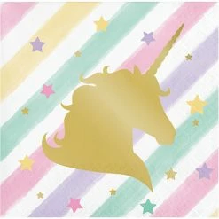 Party Animal Direct Unicorn Sparkle Beverage Napkins Foil Stamped Unicorn Party