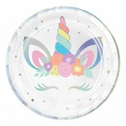 Party Animal Direct Unicorn Party Iridescent 23cm Paper Plates