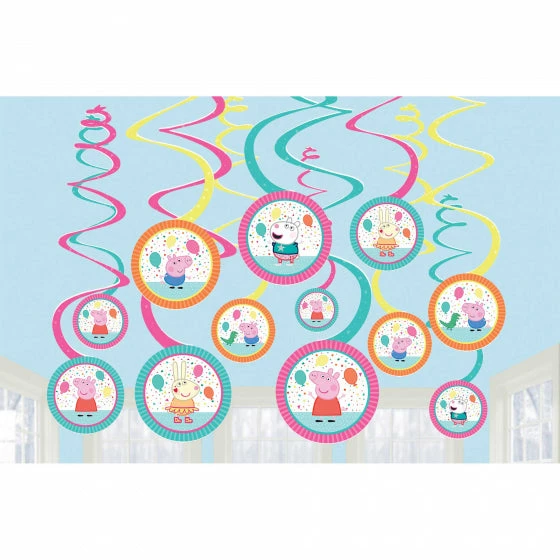 Party Animal Direct Peppa Pig Confetti Party Spiral Swirls Hanging Decorations