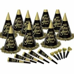 Party Animal Direct New Years Eve NEW YEAR'S PARTY BOX KIT BLACK & GOLD FOR 100 PEOPLE