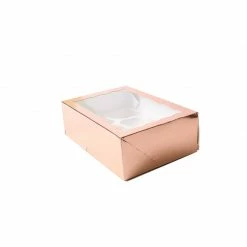Party Animal Direct ROSE GOLD Cupcake Box With PVC Window (holds 6 Cupcakes) Cake Boxes