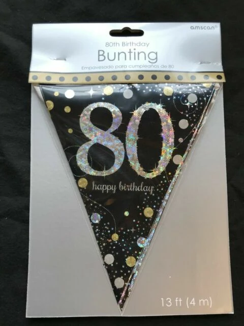 Party Animal Direct Sparkling Celebration 80th Bunting Banner