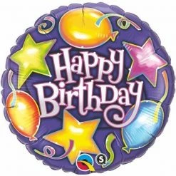 Party Animal Direct Printed Foil Balloons HAPPY BIRTHDAY - PURPLE FOIL