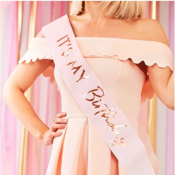 Party Animal Direct IT’S MY BIRTHDAY SASH - ROSE GOLD