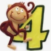 Party Animal Direct SAFARI MONKEY NUMBER 4 CANDLE Animals