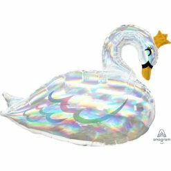 Party Animal Direct Supershape Foil Balloons Swan Holographic SuperShape Foil