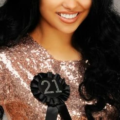 Party Animal Direct 21st Birthday Rosette - Black
