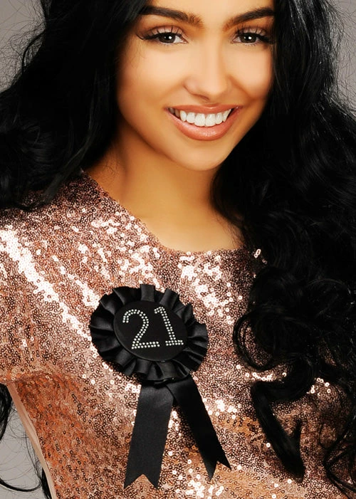 Party Animal Direct 21st Birthday Rosette - Black