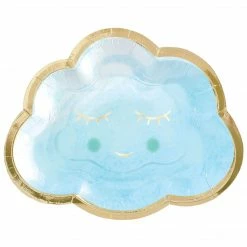 Party Animal Direct Oh Baby Boy Metallic Dessert Plates 8pk - Cloud