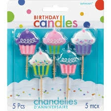 Party Animal Direct Cupcake Tooth-Pick Candles 5 Pack