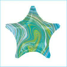 Party Animal Direct Foil Balloons MARBLE GREEN STAR FOIL