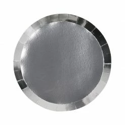 Party Animal Direct Paper Partyware FS PAPER ROUND SNACK PLATE 7" METALLIC SILVER 10PK