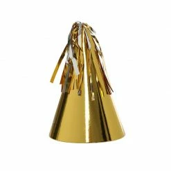 Party Animal Direct FS PARTY HAT WITH TASSEL TOPPER METALLIC GOLD 10PK