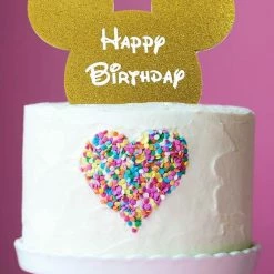 Party Animal Direct Minnie Mouse GOLD HAPPY BIRTHDAY MICKEY EARS CAKE TOPPER