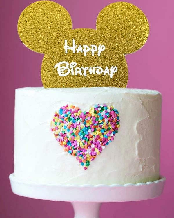 Party Animal Direct Minnie Mouse GOLD HAPPY BIRTHDAY MICKEY EARS CAKE TOPPER