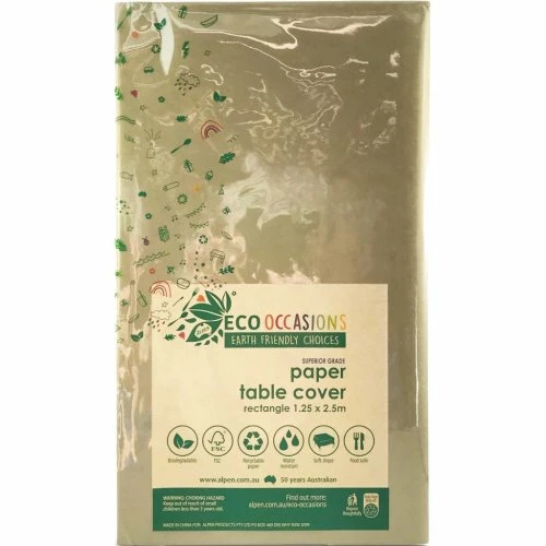 Alpen Eco Range Tablecover PAPER Rectangle 250x125cm GOLD