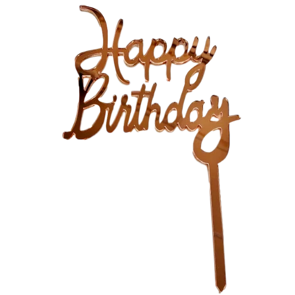 Party Animal Direct ROSE GOLD HAPPY BIRTHDAY ACRYLIC TOPPER Cake Making Supplies