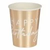 Party Animal Direct GOLD HAPPY BIRTHDAY CUPS Paper Partyware