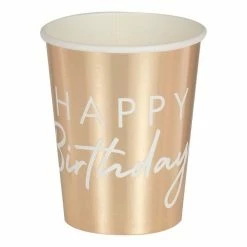 Party Animal Direct GOLD HAPPY BIRTHDAY CUPS Paper Partyware