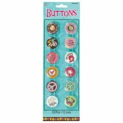 Party Animal Direct Hippie Chick Buttons Pack Of 12 Favours Party Bag Filler Birthday
