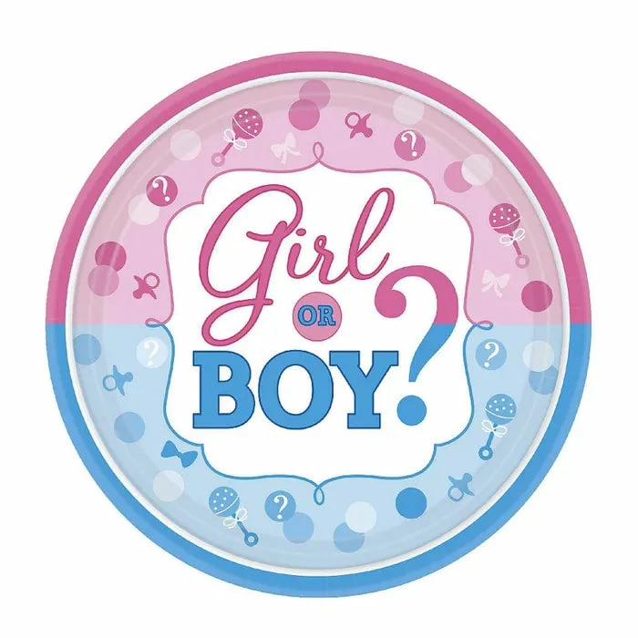 Party Animal Direct GIRL OR BOY SMALL PAPER PLATES (PACK OF 8)