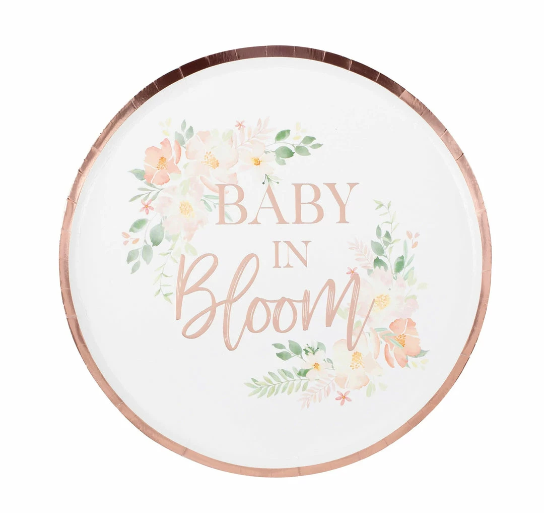 Party Animal Direct Baby Shower BABY IN BLOOM PLATES - PK8