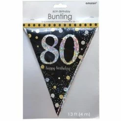 Party Animal Direct SPARKLING CELEBRATION 80TH BIRTHDAY FLAG BANNER