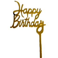 Party Animal Direct GOLD ACRYLIC HAPPY BIRTHDAY TOPPER