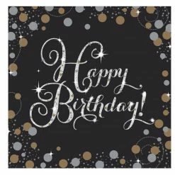 Party Animal Direct SPARKLING CELEBRATION HAPPY BIRTHDAY NAPKINS / SERVIETTES (PACK OF 16)