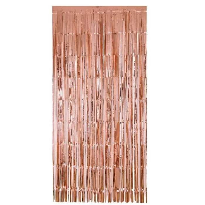 Party Animal Direct METALLIC ROSE GOLD FOIL CURTAIN 1M X 2.4M