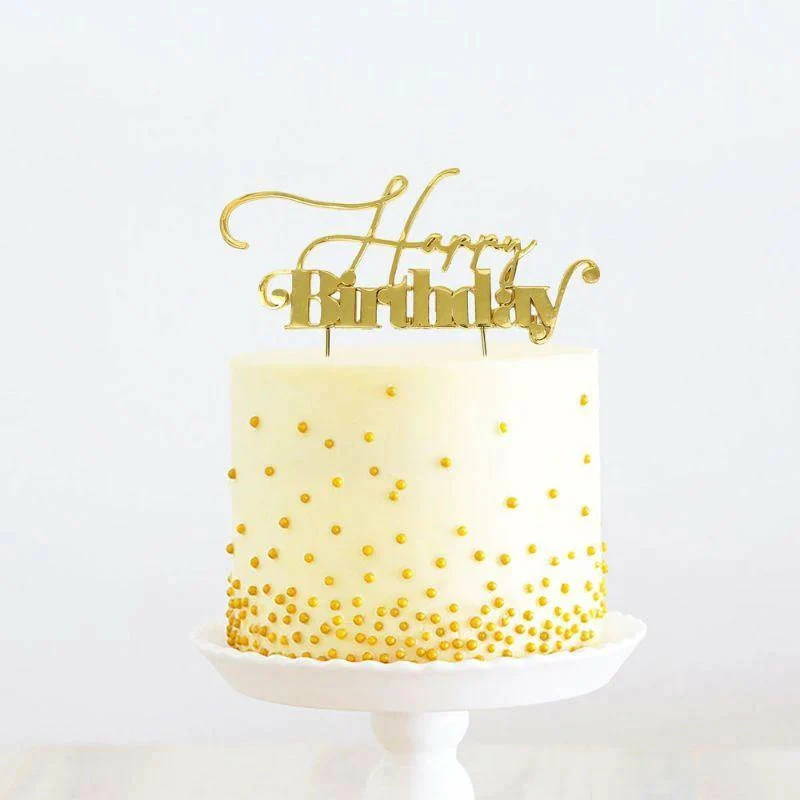 Party Animal Direct HAPPY BIRTHDAY METAL CAKE TOPPER - GOLD