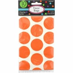 Party Animal Direct ORANGE POLKA DOT PAPER TREAT BAGS (PACK OF 10)