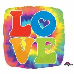 Party Animal Direct Printed Foil Balloons “Love” Tie Dye Standard Foil