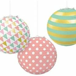 Party Animal Direct Pastel Paper Lanterns - 3 Pack Iridescent