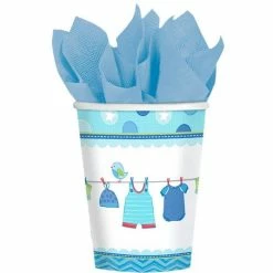 Party Animal Direct Baby Shower SHOWER WITH LOVE BOY PAPER CUPS (PACK OF 8)