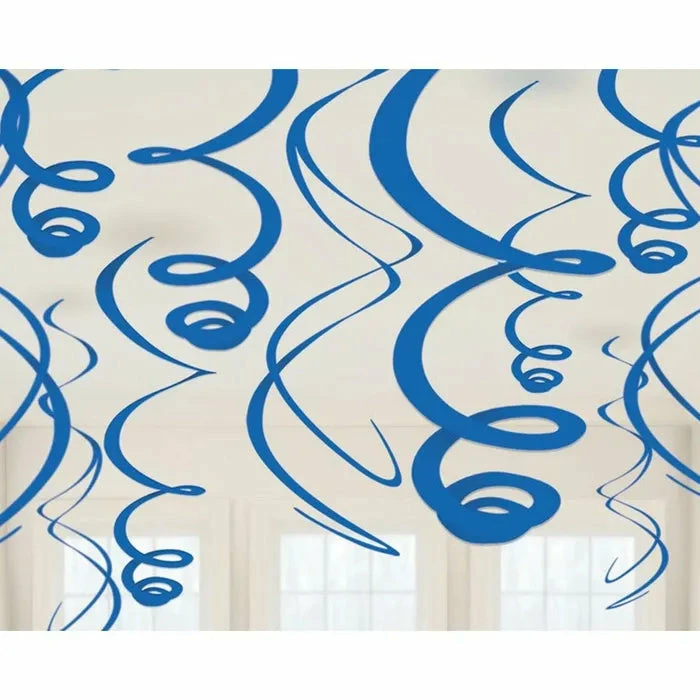 Party Animal Direct ROYAL BLUE SWIRL DECORATIONS (PACK OF 12)
