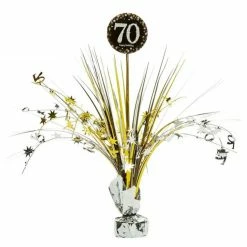 Party Animal Direct SPARKLING CELEBRATION 70TH BIRTHDAY FOIL SPRAY CENTREPIECE