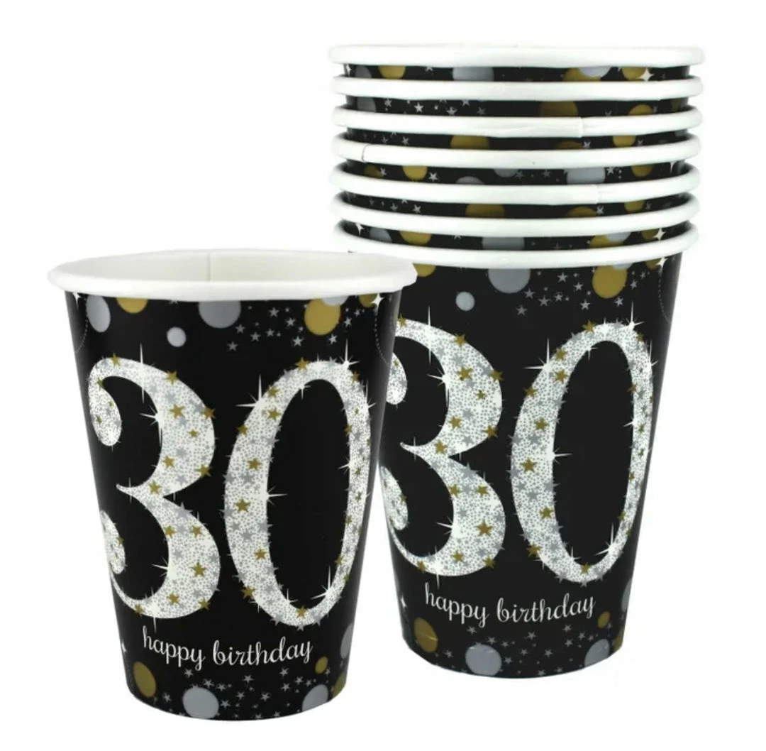 Party Animal Direct SPARKLING CELEBRATION 30TH BIRTHDAY PAPER CUPS (PACK OF 8)