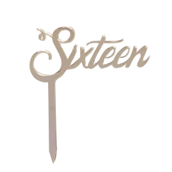 Party Animal Direct SIXTEEN SILVER ACRYLIC TOPPER 16th Birthday