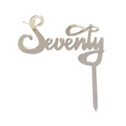 Party Animal Direct 70th Birthday SEVENTY SILVER ACRYLIC TOPPER