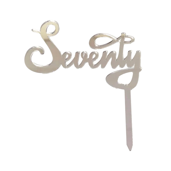 Party Animal Direct 70th Birthday SEVENTY SILVER ACRYLIC TOPPER